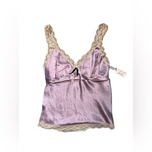 Gold Hawk Mauve Shadow Washable Silk Lace Camisole NWT Large